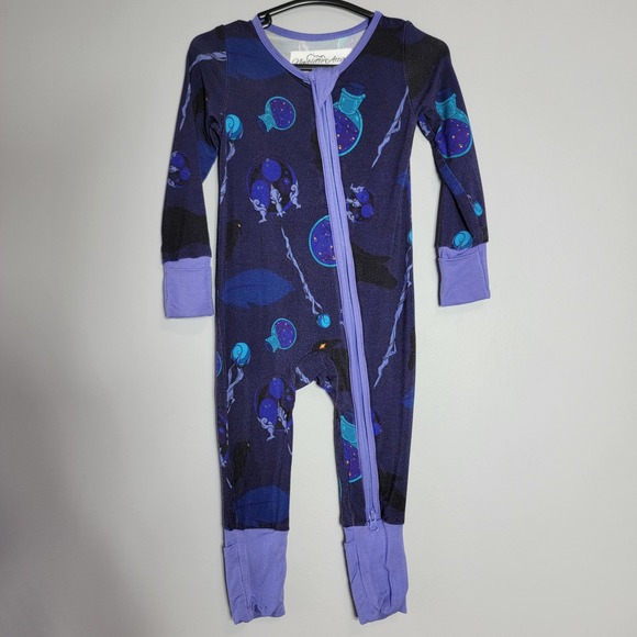 Newblette Attire Bamboo Convertible Zip Romper 0-3 Months Purple Warlock Witch - Picture 2 of 5